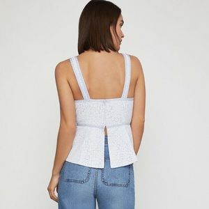 BCBG Maxazria Floral Lace Square Neck Peplum Top Size Large